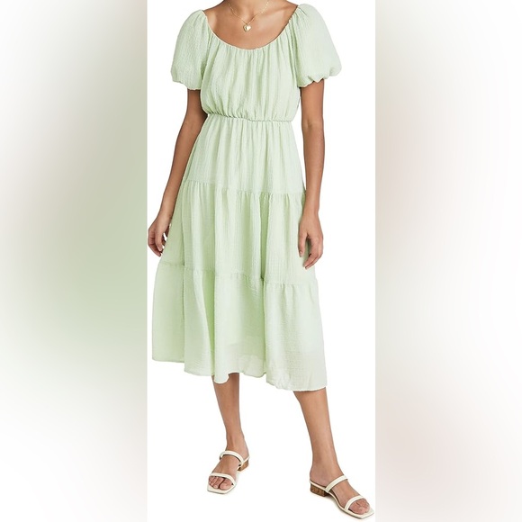 Astr Dresses & Skirts - ASTR Sage Green Tiered Midi Sundress